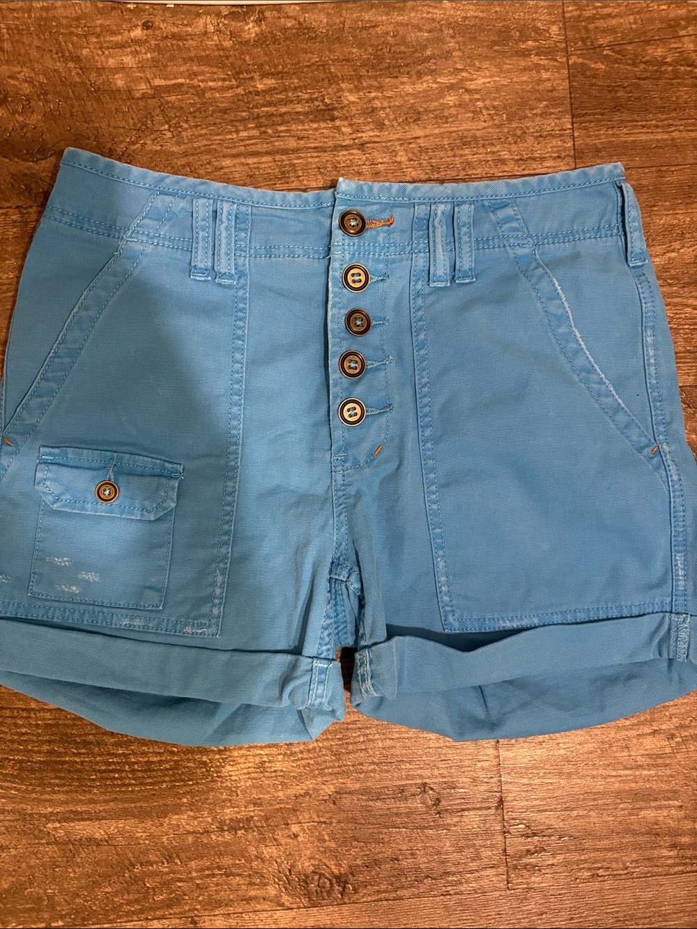 Anthropologie The Wanderer blue Button-Front Cargo Shorts size 27